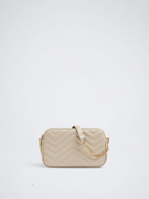 Parfois Quiltet With Chain Crossbody Taske Dame Beige | DK-36GYFDMZV