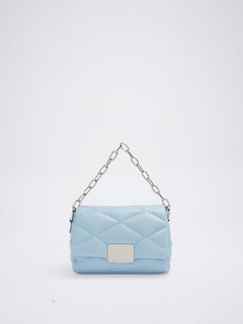 Parfois Quiltet With Chain Crossbody Taske Dame Blå | DK-80CANESVM