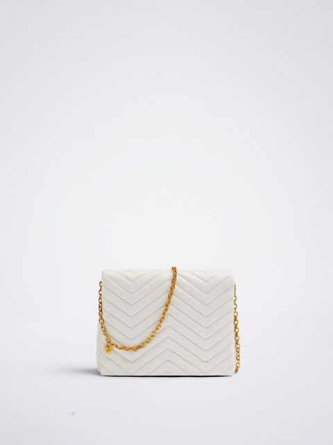 Parfois Quiltet With Chain Crossbody Taske Dame Hvide | DK-92ILXSTVC