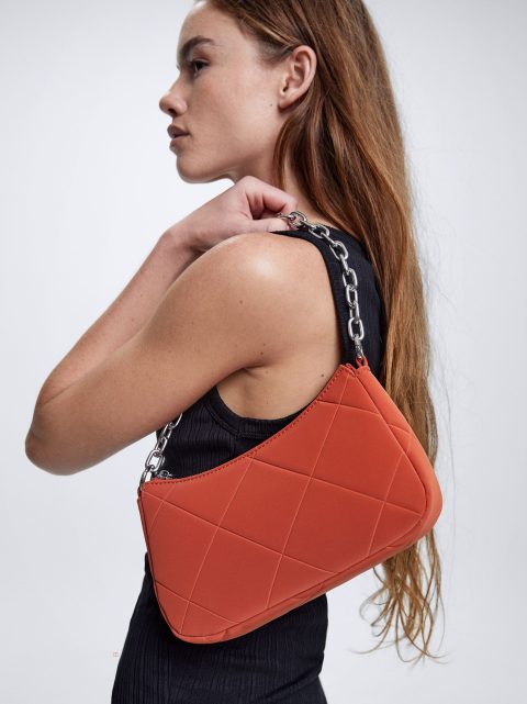 Parfois Quiltet With Chain Skuldertasker Dame Orange | DK-71DXTPAQO