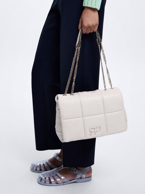 Parfois Quiltet With Chain Skuldertasker Dame Hvide | DK-83EKABYZX