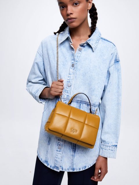 Parfois Quiltet With Chain Skuldertasker Dame Orange | DK-98TPONYJK