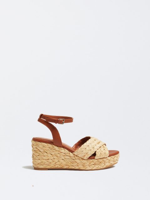 Parfois Raffia Wedge Sandaler Dame Beige | DK-51VXQONBU