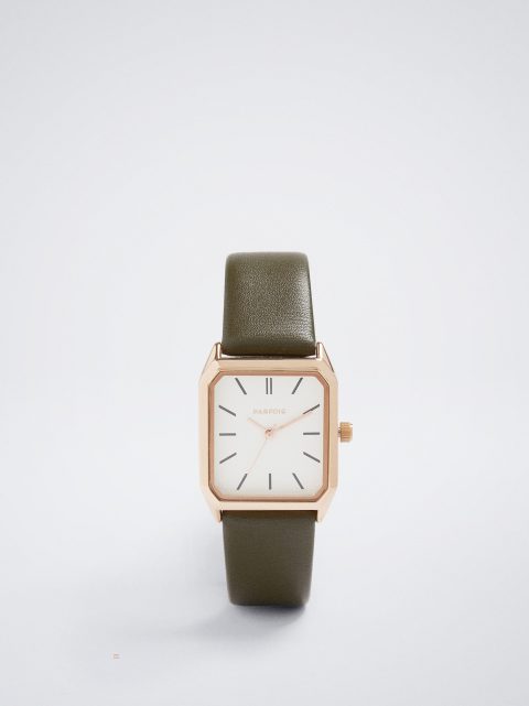 Parfois Square Case Rosaguld Ure Dame Khaki | DK-04ZBUAOFQ