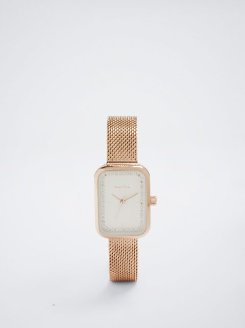 Parfois Square Case Stainless Steel Guld Ure Dame Lyserød Guld | DK-03CFOMXNP