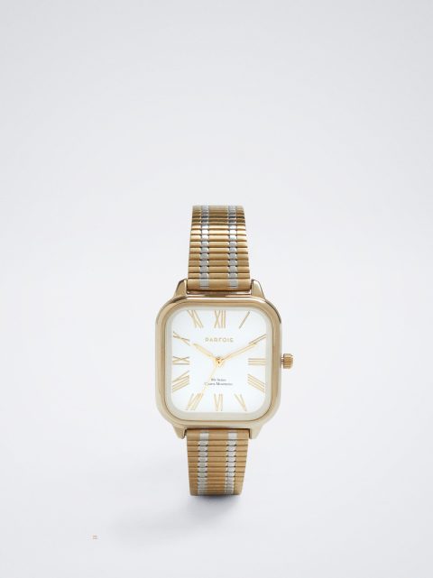 Parfois Square Case Stainless Steel Guld Ure Dame Guld | DK-83AMDLVNX