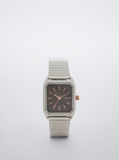 Parfois Square Case Stainless Steel Rosaguld Ure Dame Sølv | DK-63LXWGTSZ