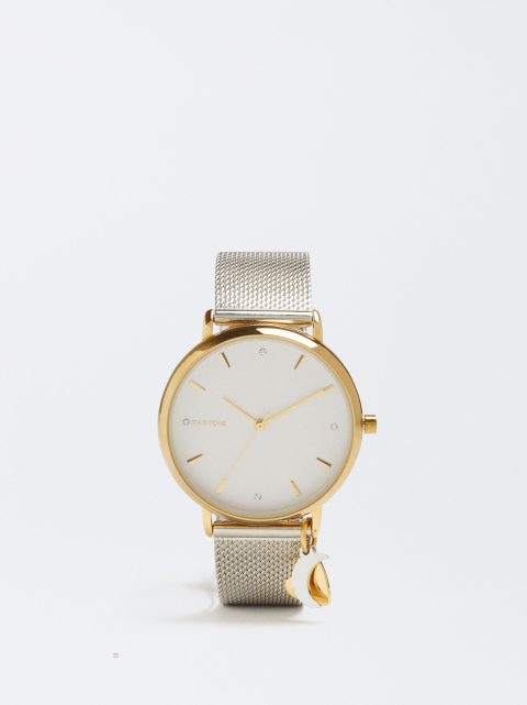 Parfois Stainless Steel Watch With Heart And Moon Guld Ure Dame Sølv | DK-51GVBFKZS