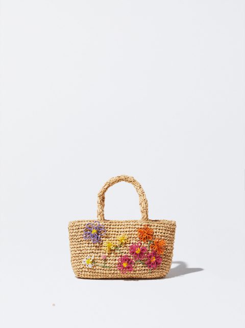 Parfois Straw Bag With Flowers Håndtaske Dame Flerfarvede | DK-64BYZLQRK