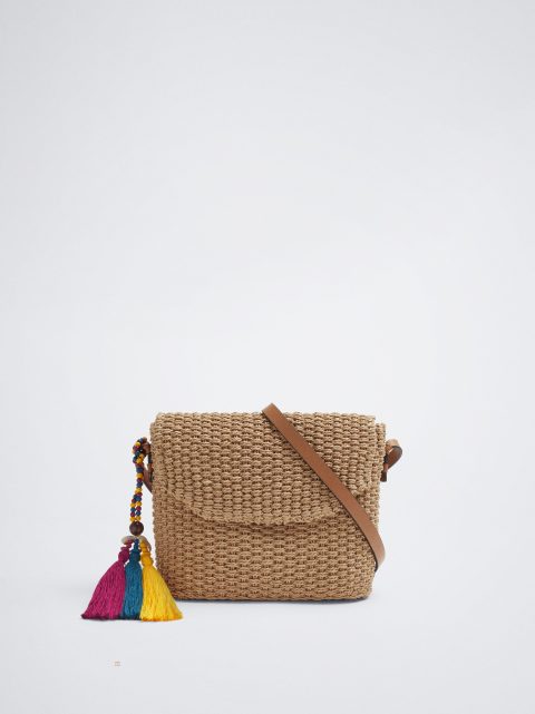 Parfois Straw Crossbody Taske Dame Beige | DK-68RUGZQOB