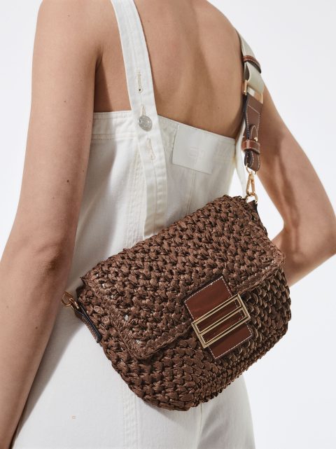 Parfois Straw Crossbody Taske Dame Brune | DK-67LHUNOZS