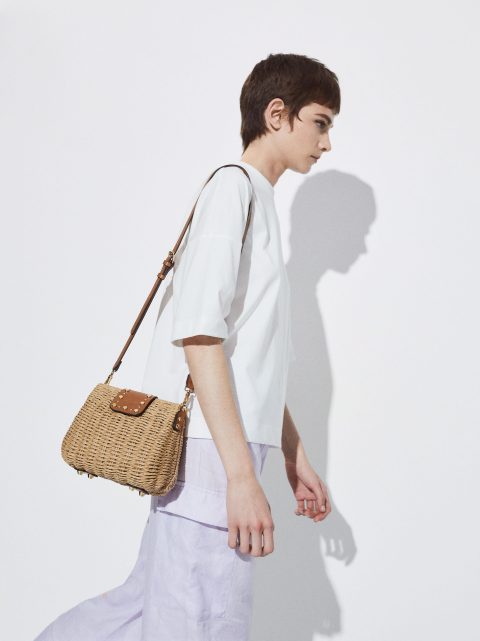 Parfois Straw Crossbody Taske Dame Brune | DK-80PLWIETN