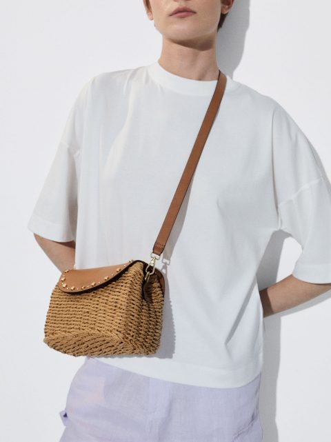 Parfois Straw Crossbody Taske Dame Brune | DK-84OIEPZAN