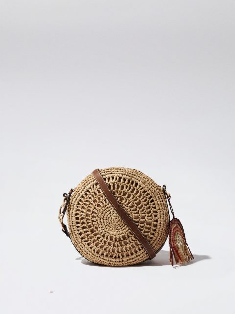 Parfois Straw Crossbody Taske Dame Brune | DK-84TKIAWPD