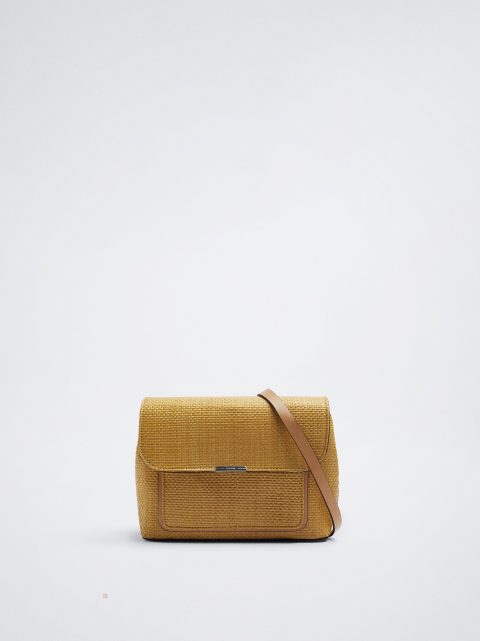 Parfois Straw-Effect Crossbody Taske Dame Sennep | DK-07DUOCFSB