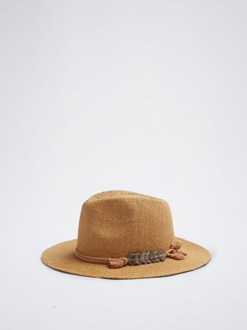 Parfois Straw-Effect Hat Dame Beige | DK-07MECHVDJ
