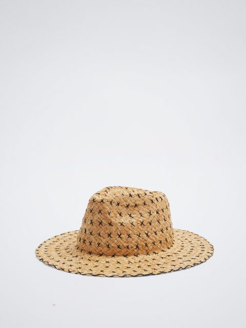Parfois Straw Hat Dame Beige | DK-82TAVOUKN