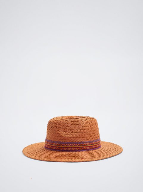 Parfois Straw Hat Dame Orange | DK-84VRXWTSQ