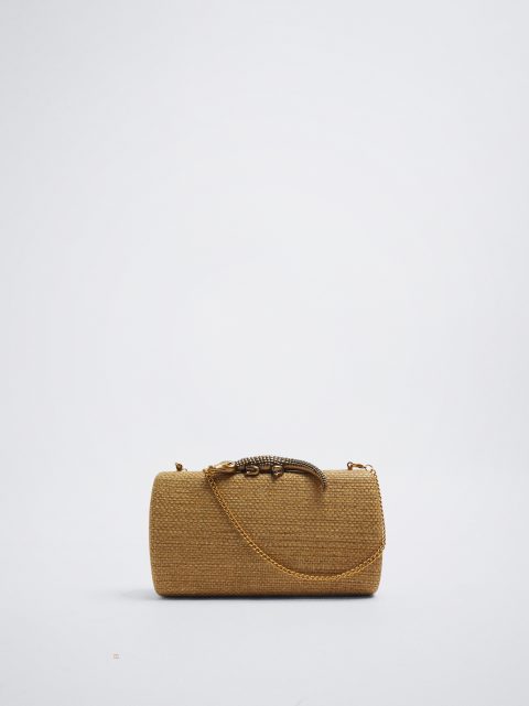 Parfois Straw Party Clutch Tasker Dame Beige | DK-48OTZMKCI