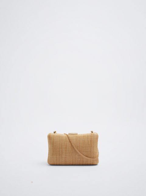 Parfois Straw Party Clutch Tasker Dame Brune | DK-78MFBCUXV