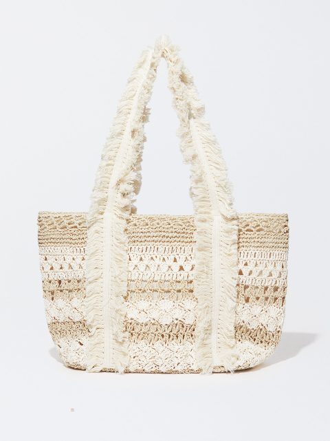 Parfois Straw Tote Indkøbstasker Dame Beige | DK-37CPWQAIE