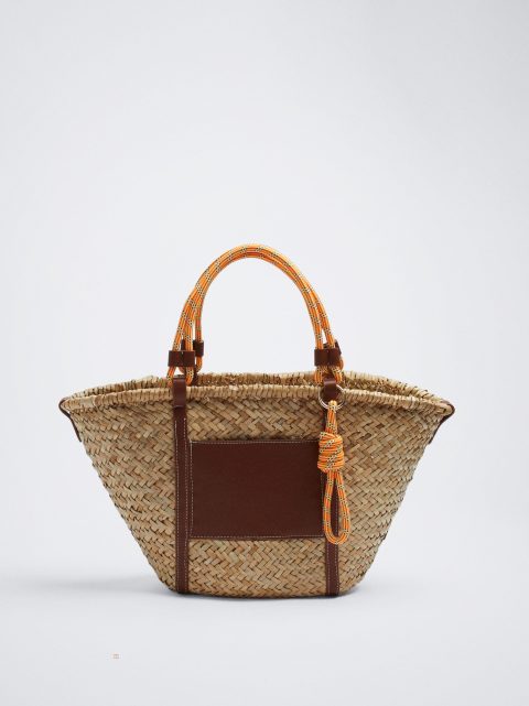 Parfois Straw Tote With Pendant Indkøbstasker Dame Brune | DK-15TMARHJX