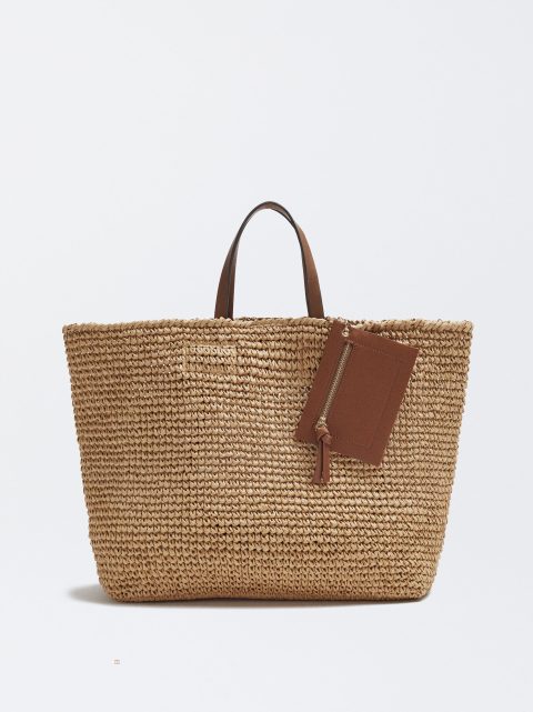 Parfois Straw Tote With Pendant Indkøbstasker Dame Brune | DK-47SUEKCNJ
