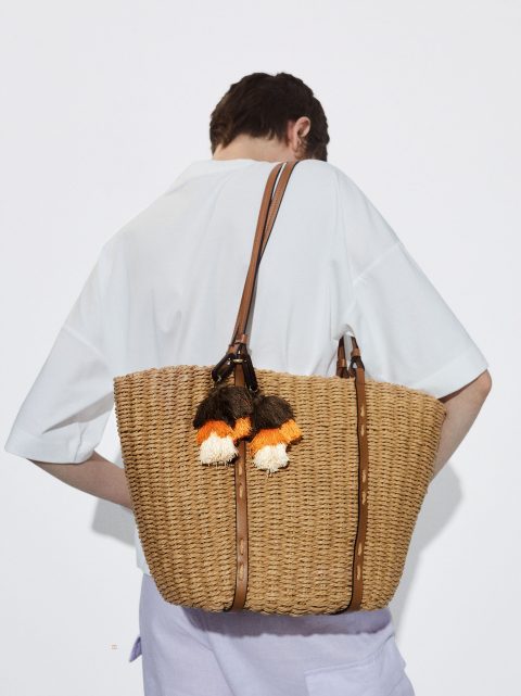 Parfois Straw Tote With Pendant Indkøbstasker Dame Beige | DK-76ZNVSCRL