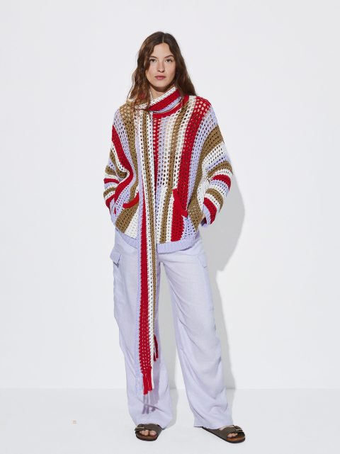 Parfois Stribet Crochet Trøjer Dame Flerfarvede | DK-93HYBIVGD