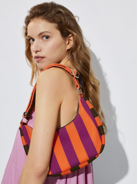 Parfois Stribet Skuldertasker Dame Orange | DK-87NRIYZAT