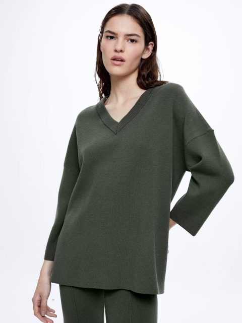 Parfois Strikket V-Neck Trøjer Dame Grøn | DK-57KAHZRMT