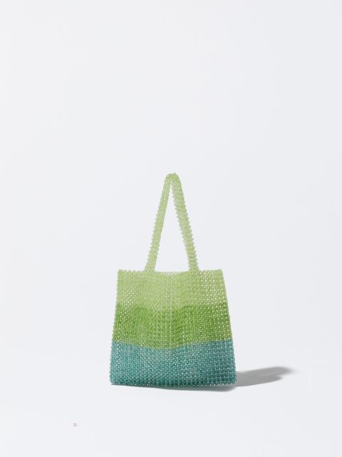 Parfois Tote Bag With Beads Muleposer Dame Grøn | DK-95DJAYCFP