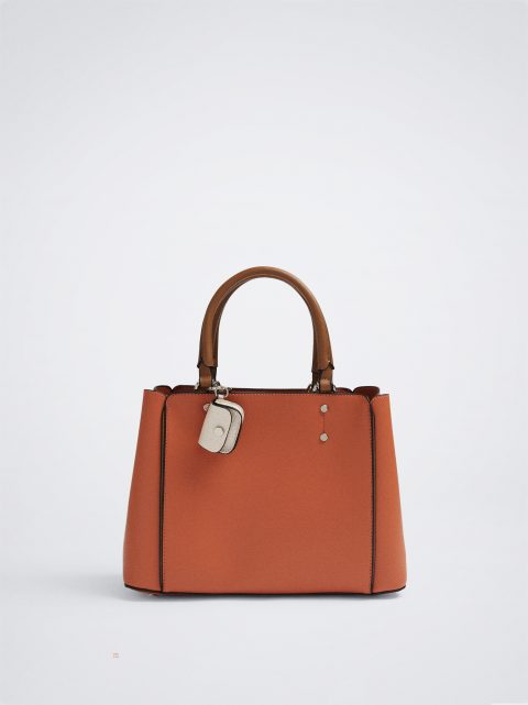 Parfois Tote Bag With Pendant Muleposer Dame Koral | DK-35FXCGLUY