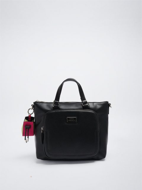 Parfois Tote Bag With Pendant Muleposer Dame Sort | DK-85GBCNAVZ