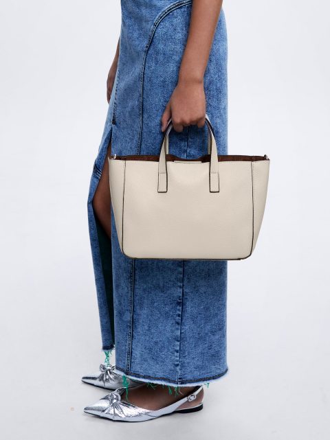 Parfois Tote Bag With Removable Interior Muleposer Dame Beige | DK-48DASYVLO