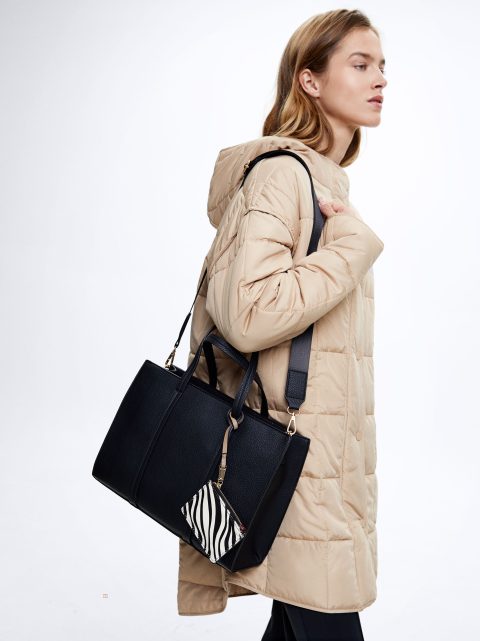 Parfois Tote With Pendant Indkøbstasker Dame Sort | DK-83GKWFNUO