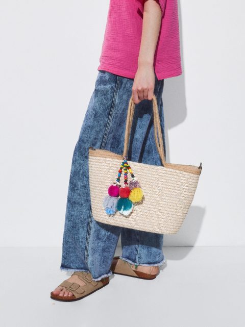 Parfois Tote With Pendant Indkøbstasker Dame Beige | DK-85ESUNRAG