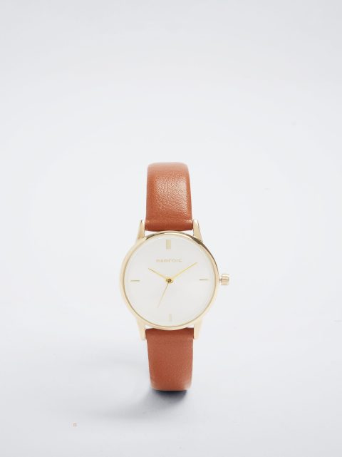 Parfois Watch With Læder Effect Wristband Guld Ure Dame Brune | DK-20VHFZJMK