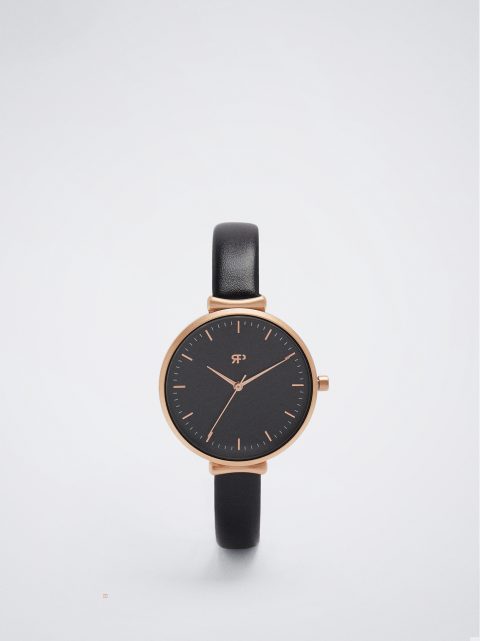 Parfois Watch With Læder Effect Wristband Sølv Ure Dame Sort | DK-25BFLGQHM