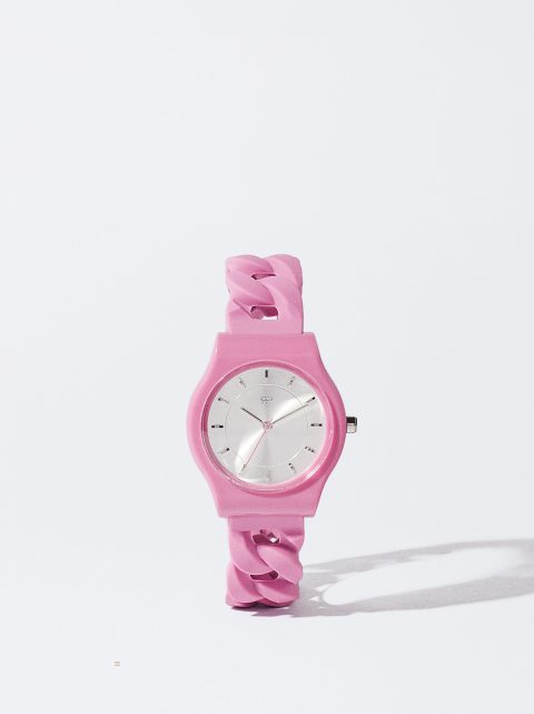 Parfois Watch With Silikone Páskové Rosaguld Ure Dame Fuchsia | DK-02DTCVRQK