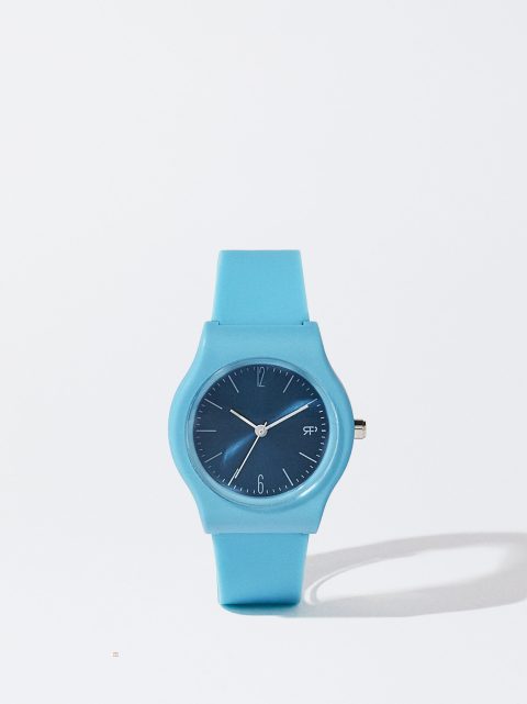 Parfois Watch With Silikone Páskové Rosaguld Ure Dame Blå | DK-46BFHRNPS