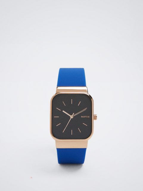 Parfois Watch With Silikone Páskové Rosaguld Ure Dame Blå | DK-98ELSCABV
