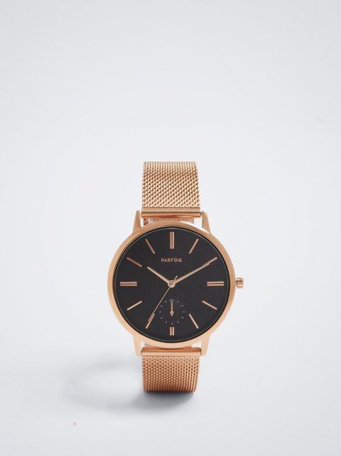 Parfois Watch With Stainless Steel Metallic Mesh Páskové Guld Ure Dame Lyserød Guld | DK-08ZSLKCMR