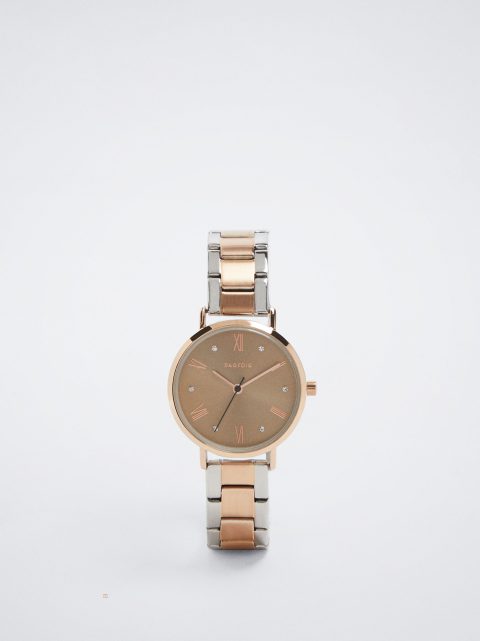 Parfois Watch With Two-Toned Steel Páskové Guld Ure Dame Lyserød Guld | DK-68TDUZBAI