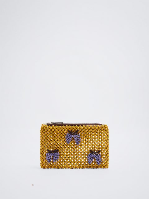 Parfois Wooden With Beads Pung Dame Gul | DK-40HORGLBY